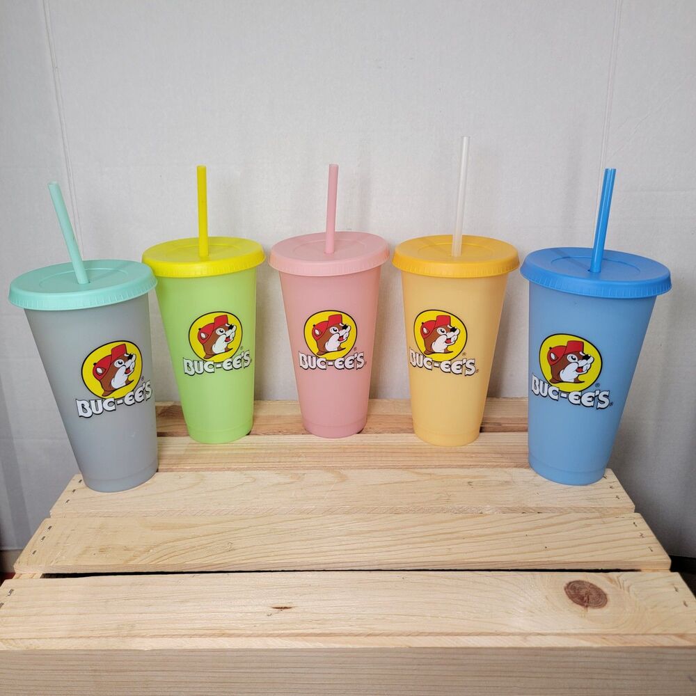 Set of 5 Buc-ee's Color-Changing Reusable Cold Cups 25 FL Oz.